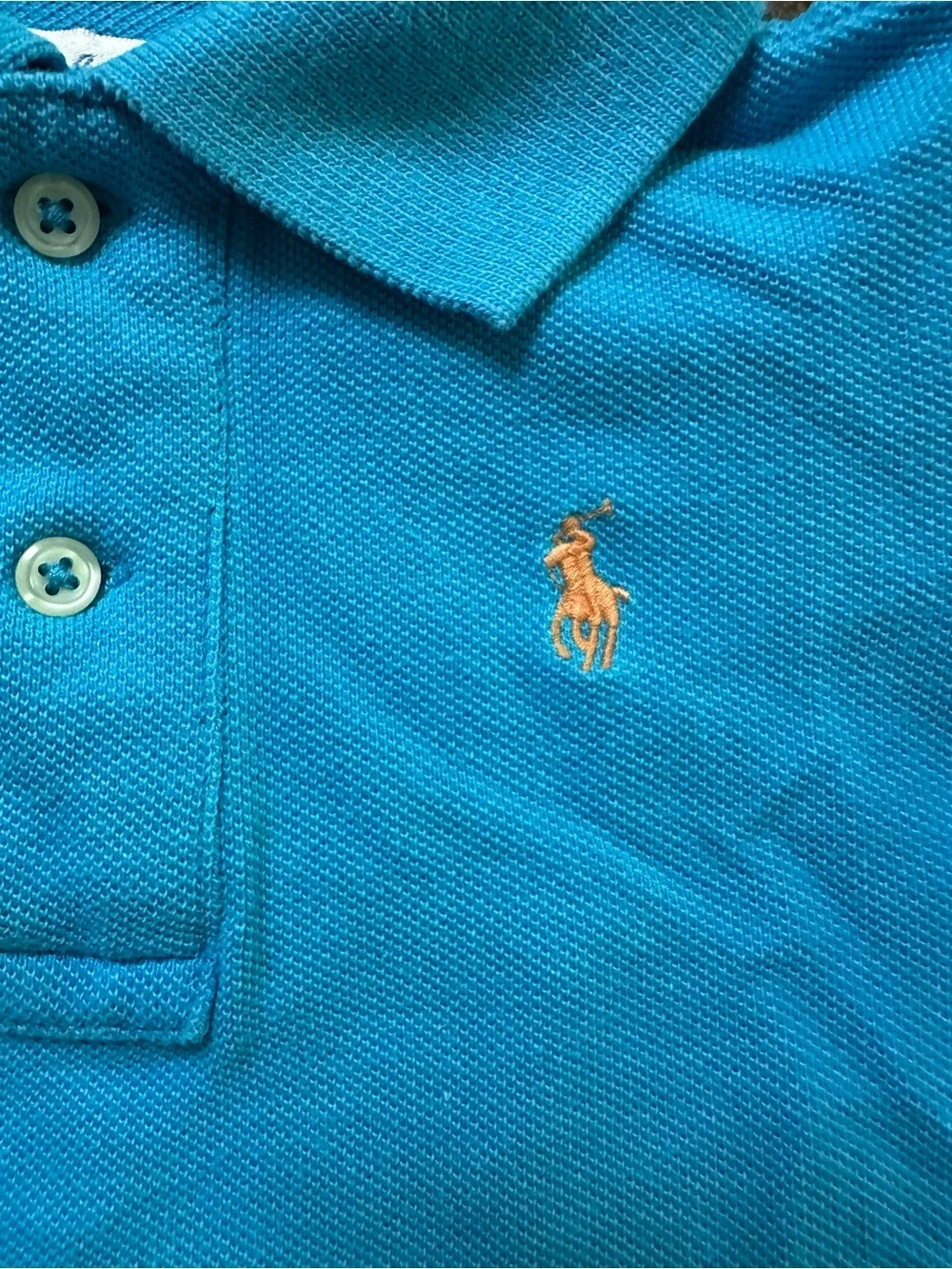 Ralph Lauren Blue Polo Shirt with Orange Logo 12M